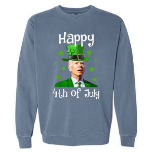 St Patricks Day Funny Happy 4th Of July Anti Joe Biden Garment-Dyed Sweatshirt