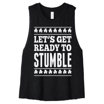 St. Patrick's Day Let's Get Ready To Stumble Women's Racerback Cropped Tank