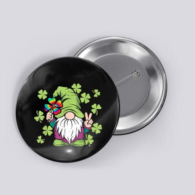 St Patricks Day Hippie Tie Dye Gnome Shamrock Clover Gift Button