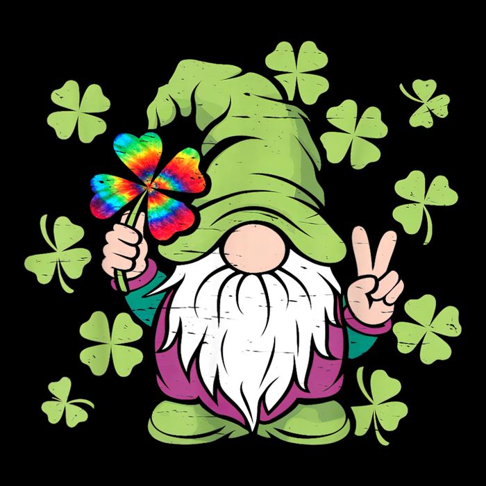 St Patricks Day Hippie Tie Dye Gnome Shamrock Clover Gift Drawstring Bag