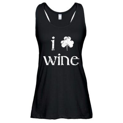 St Patricks Day Wine Women I Love Wine Lover Shamrock Ladies Essential Flowy Tank