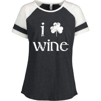 St Patricks Day Wine Women I Love Wine Lover Shamrock Enza Ladies Jersey Colorblock Tee