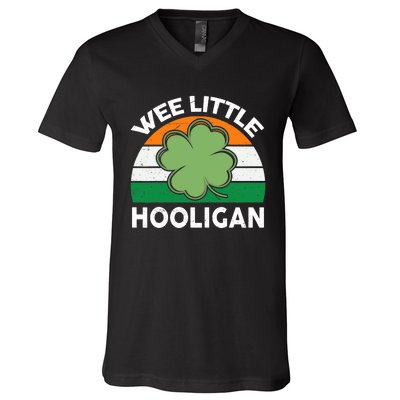 St Patricks Day Wee Little Hooligan Funny V-Neck T-Shirt