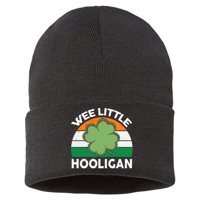 St Patricks Day Wee Little Hooligan Funny Sustainable Knit Beanie