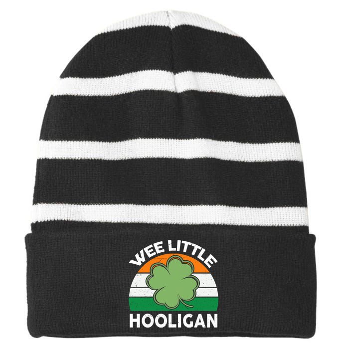 St Patricks Day Wee Little Hooligan Funny Striped Beanie with Solid Band