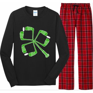 Saint Patricks Day Hockey Stick Shamrock St PatrickS Day Gift Long Sleeve Pajama Set