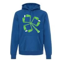 Saint Patricks Day Hockey Stick Shamrock St PatrickS Day Gift Premium Hoodie