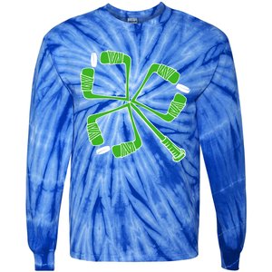 Saint Patricks Day Hockey Stick Shamrock St PatrickS Day Gift Tie-Dye Long Sleeve Shirt