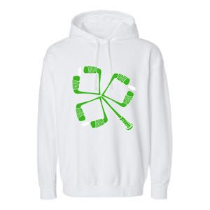 Saint Patricks Day Hockey Stick Shamrock St PatrickS Day Gift Garment-Dyed Fleece Hoodie