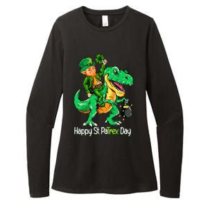 St Patricks Day Leprechaun Riding Dinosaur Gift Womens CVC Long Sleeve Shirt