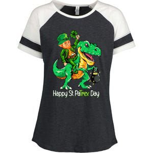 St Patricks Day Leprechaun Riding Dinosaur Gift Enza Ladies Jersey Colorblock Tee