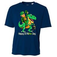 St Patricks Day Leprechaun Riding Dinosaur Gift Cooling Performance Crew T-Shirt