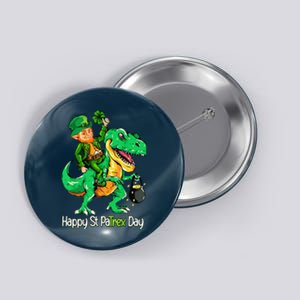 St Patricks Day Leprechaun Riding Dinosaur Gift Button