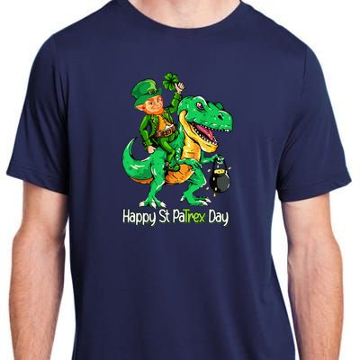 St Patricks Day Leprechaun Riding Dinosaur Gift Adult ChromaSoft Performance T-Shirt