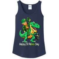 St Patricks Day Leprechaun Riding Dinosaur Gift Ladies Essential Tank