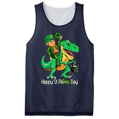 St Patricks Day Leprechaun Riding Dinosaur Gift Mesh Reversible Basketball Jersey Tank