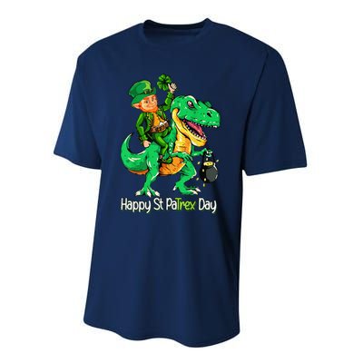 St Patricks Day Leprechaun Riding Dinosaur Gift Performance Sprint T-Shirt