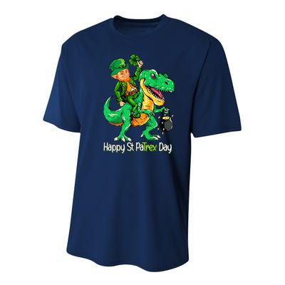 St Patricks Day Leprechaun Riding Dinosaur Gift Youth Performance Sprint T-Shirt