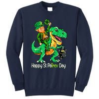 St Patricks Day Leprechaun Riding Dinosaur Gift Tall Sweatshirt