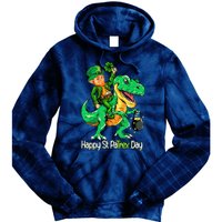 St Patricks Day Leprechaun Riding Dinosaur Gift Tie Dye Hoodie