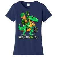 St Patricks Day Leprechaun Riding Dinosaur Gift Women's T-Shirt