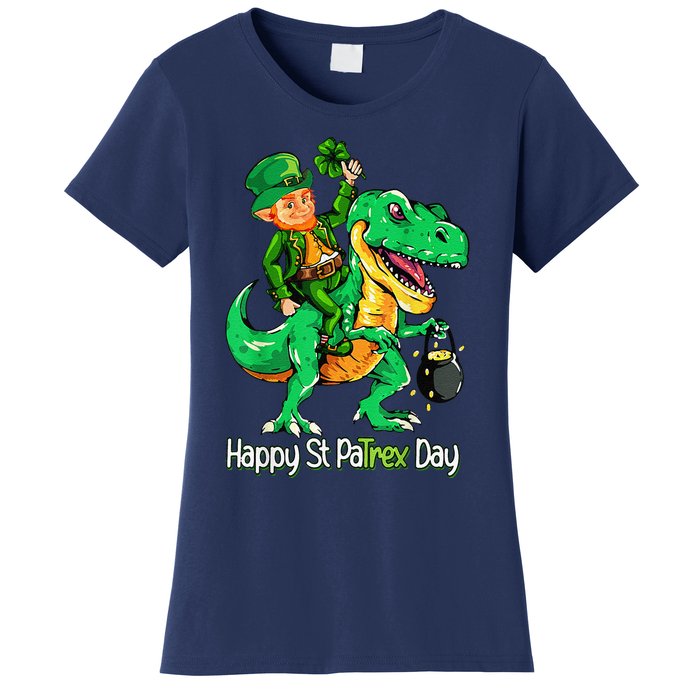 St Patricks Day Leprechaun Riding Dinosaur Gift Women's T-Shirt