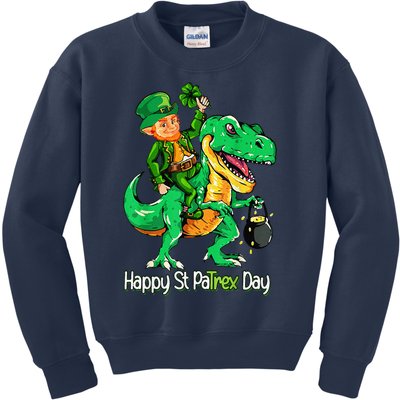 St Patricks Day Leprechaun Riding Dinosaur Gift Kids Sweatshirt