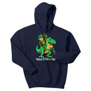 St Patricks Day Leprechaun Riding Dinosaur Gift Kids Hoodie