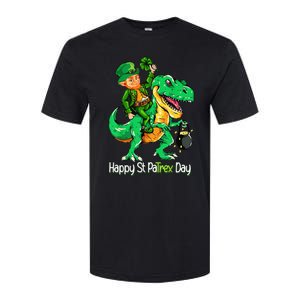 St Patricks Day Leprechaun Riding Dinosaur Gift Softstyle CVC T-Shirt