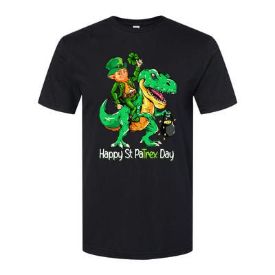 St Patricks Day Leprechaun Riding Dinosaur Gift Softstyle® CVC T-Shirt