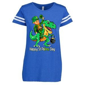 St Patricks Day Leprechaun Riding Dinosaur Gift Enza Ladies Jersey Football T-Shirt