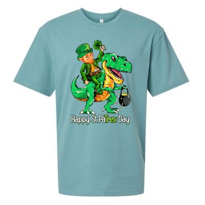 St Patricks Day Leprechaun Riding Dinosaur Gift Sueded Cloud Jersey T-Shirt