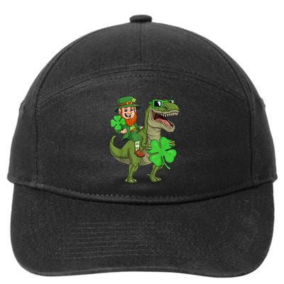 St Patricks Day Leprechaun Riding T Rex Funny Dino Boys Kid.s 7-Panel Snapback Hat