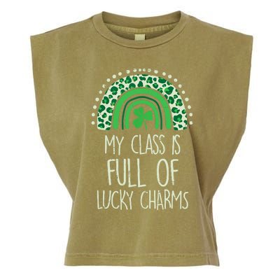 St Patrick's Day Teacher Rainbow Class Full Lucky Charm Garment-Dyed Women's Muscle Tee