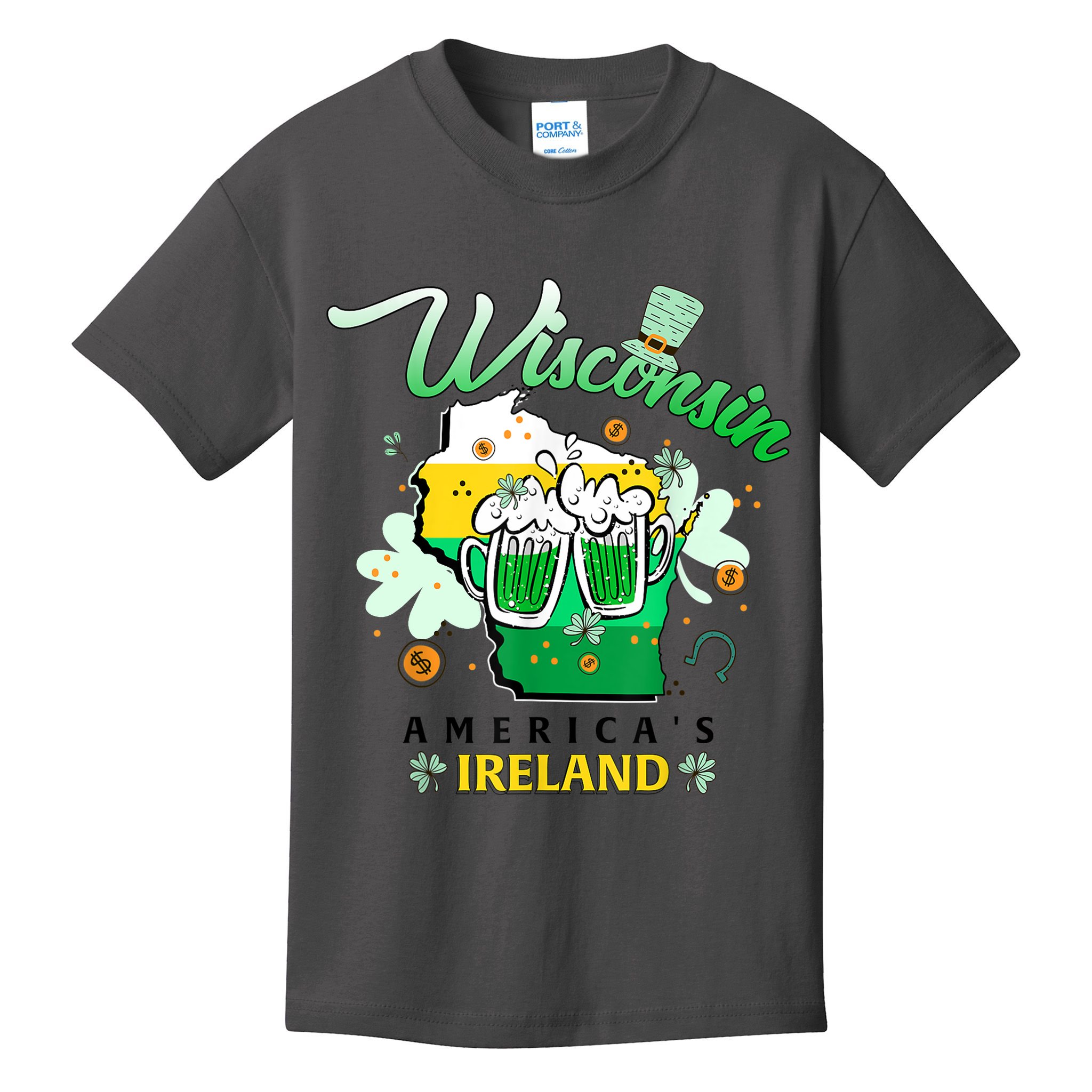 St Patricks Day Wisconsin Americas Ireland Irish Beer Lover Gift Kids T-Shirt