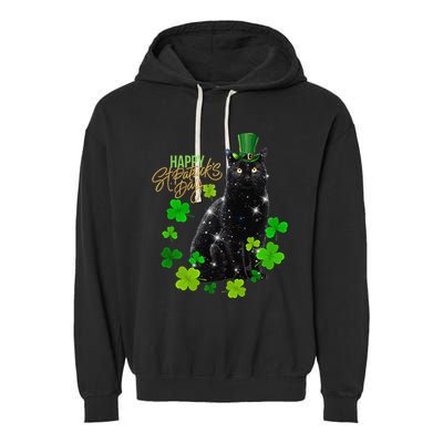 St Patrick's Day Irish Saint Patrick's Shamrock Sitting Cat2 Garment-Dyed Fleece Hoodie