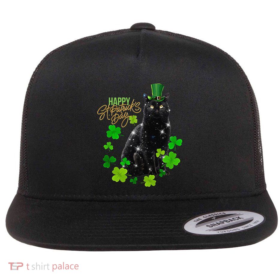 St Patrick's Day Irish Saint Patrick's Shamrock Sitting Cat2 Flatbill Hat