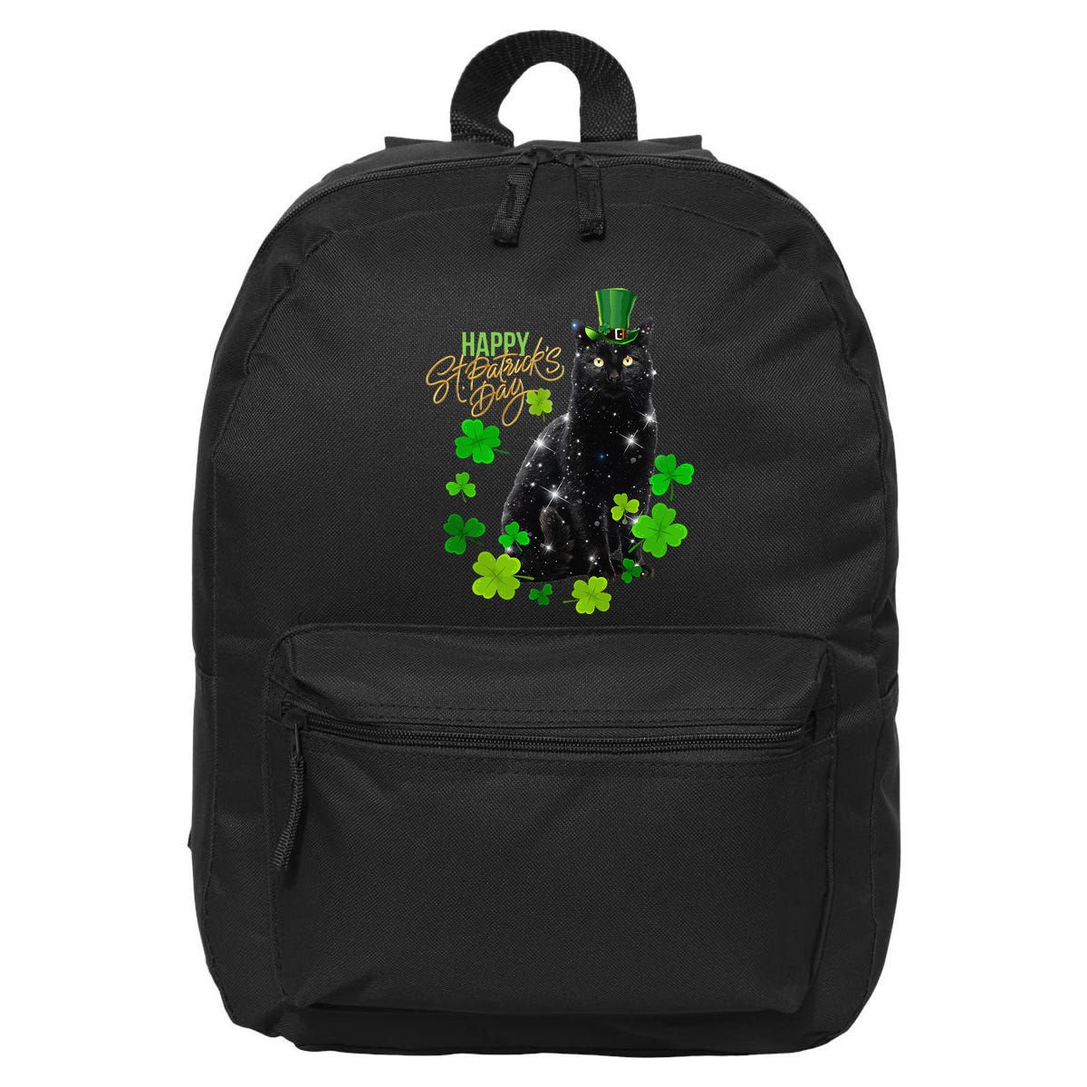 St Patrick's Day Irish Saint Patrick's Shamrock Sitting Cat2 16 in Basic Backpack