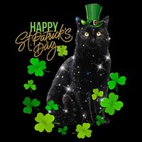 St Patrick's Day Irish Saint Patrick's Shamrock Sitting Cat2 Pom Pom 12in Knit Beanie
