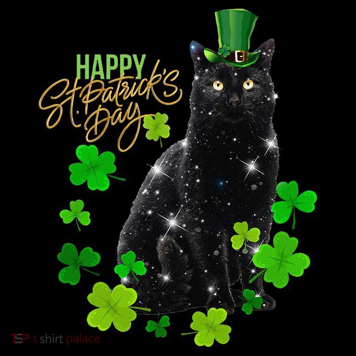 St Patrick's Day Irish Saint Patrick's Shamrock Sitting Cat2 Cropped Pullover Crew