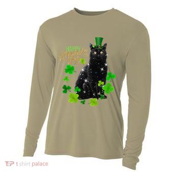St Patrick's Day Irish Saint Patrick's Shamrock Sitting Cat2 Cooling Performance Long Sleeve Crew