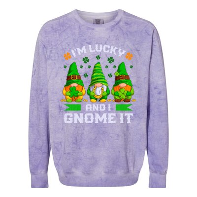 St Patrick's Day Irish Gnomes Funny Saying Gift Colorblast Crewneck Sweatshirt