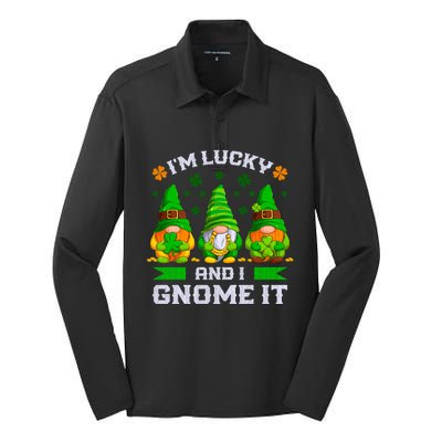 St Patrick's Day Irish Gnomes Funny Saying Gift Silk Touch Performance Long Sleeve Polo