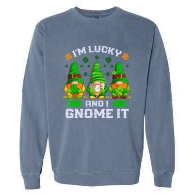 St Patrick's Day Irish Gnomes Funny Saying Gift Garment-Dyed Sweatshirt