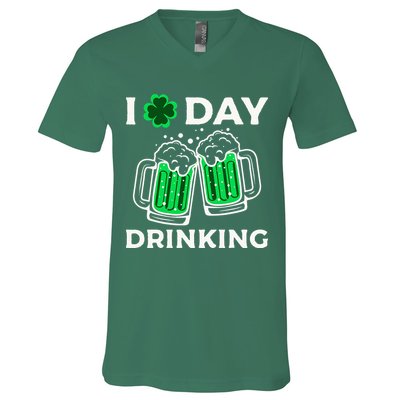 St Patricks Day I Love Day Drinking Funny Gifts Beer Lover V-Neck T-Shirt