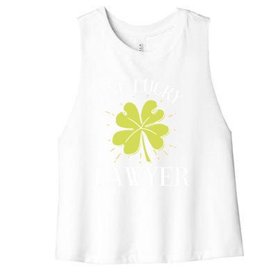 St Patricks Day Cute Gift Lucky Lawyer Gift Cool Gift Women's Racerback Cropped Tank