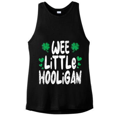 St Patricks Day Boy Girl Toddlers Wee Little Hooligan Ladies PosiCharge Tri-Blend Wicking Tank