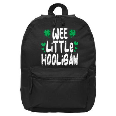 St Patricks Day Boy Girl Toddlers Wee Little Hooligan 16 in Basic Backpack