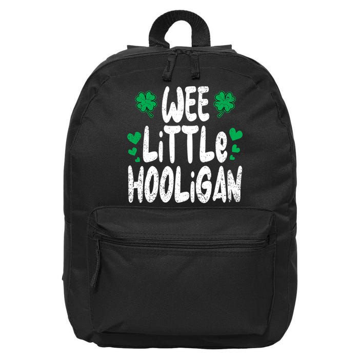 St Patricks Day Boy Girl Toddlers Wee Little Hooligan 16 in Basic Backpack