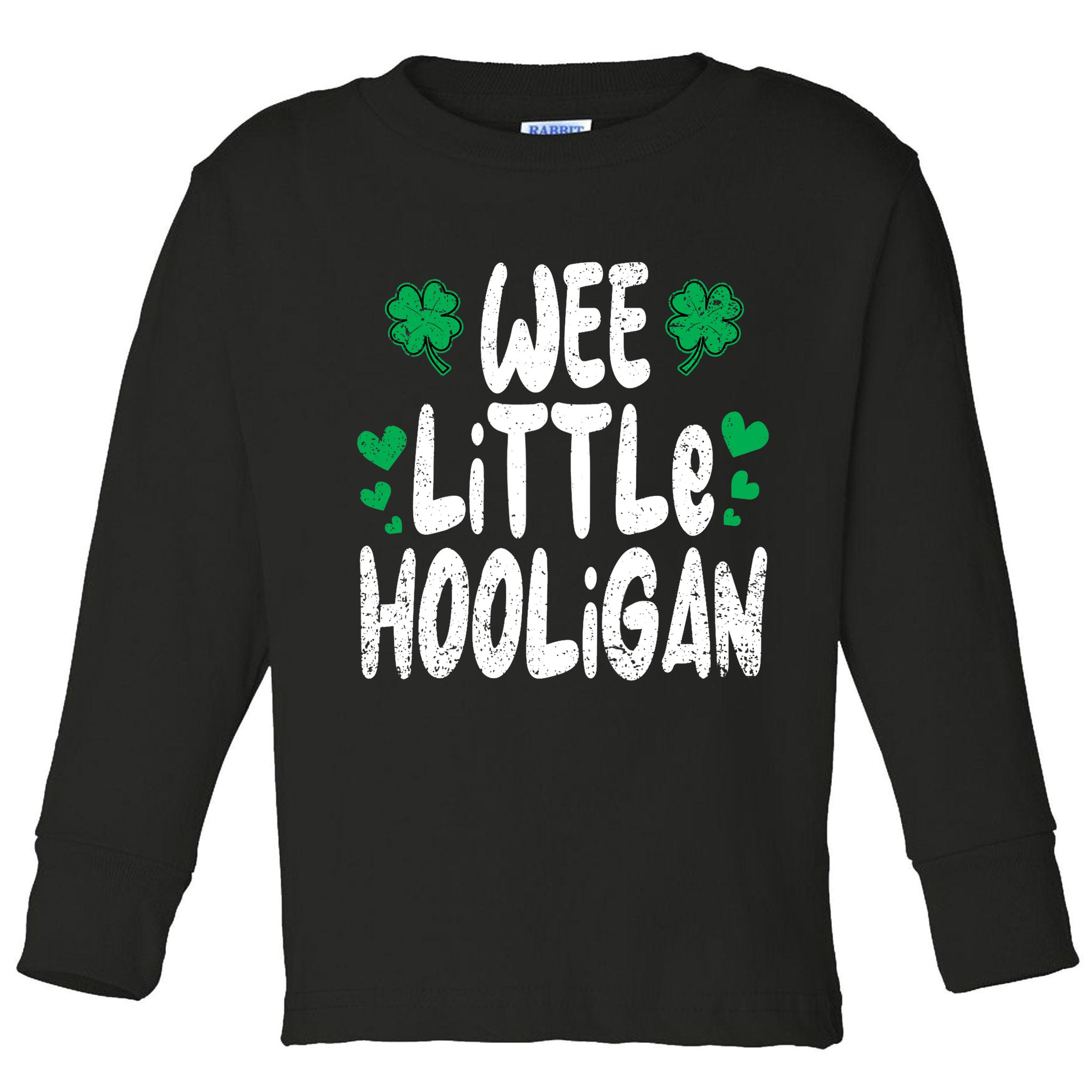 St Patricks Day Boy Girl Toddlers Wee Little Hooligan Toddler Long Sleeve Shirt